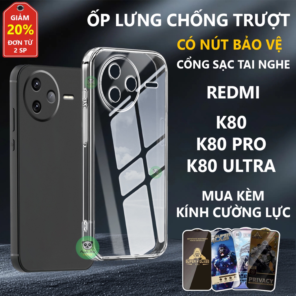 Redmi K80/ K80 PRO/ K80 ULTRA เคสใส กันลื่น ป้องกันพอร์ตชาร์จ - Panda