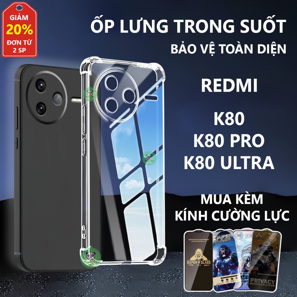 Redmi K80/ K80 PRO/ K80 ULTRA กันกระแทก โปร่งใส ซิลิโคน เคสป้องกันกล้อง-Panda