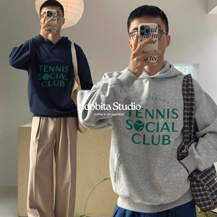NOOBITA - เสื้อฮู้ดพิมพ์ลาย Tennis Club สําหรับผู้ชาย 8444