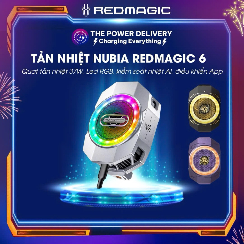พัดลมคูลเลอร์ Nubia RedMagic 6 ความจุ 37W RGB Led ควบคุมความร้อน AI ควบคุมผ่าน App