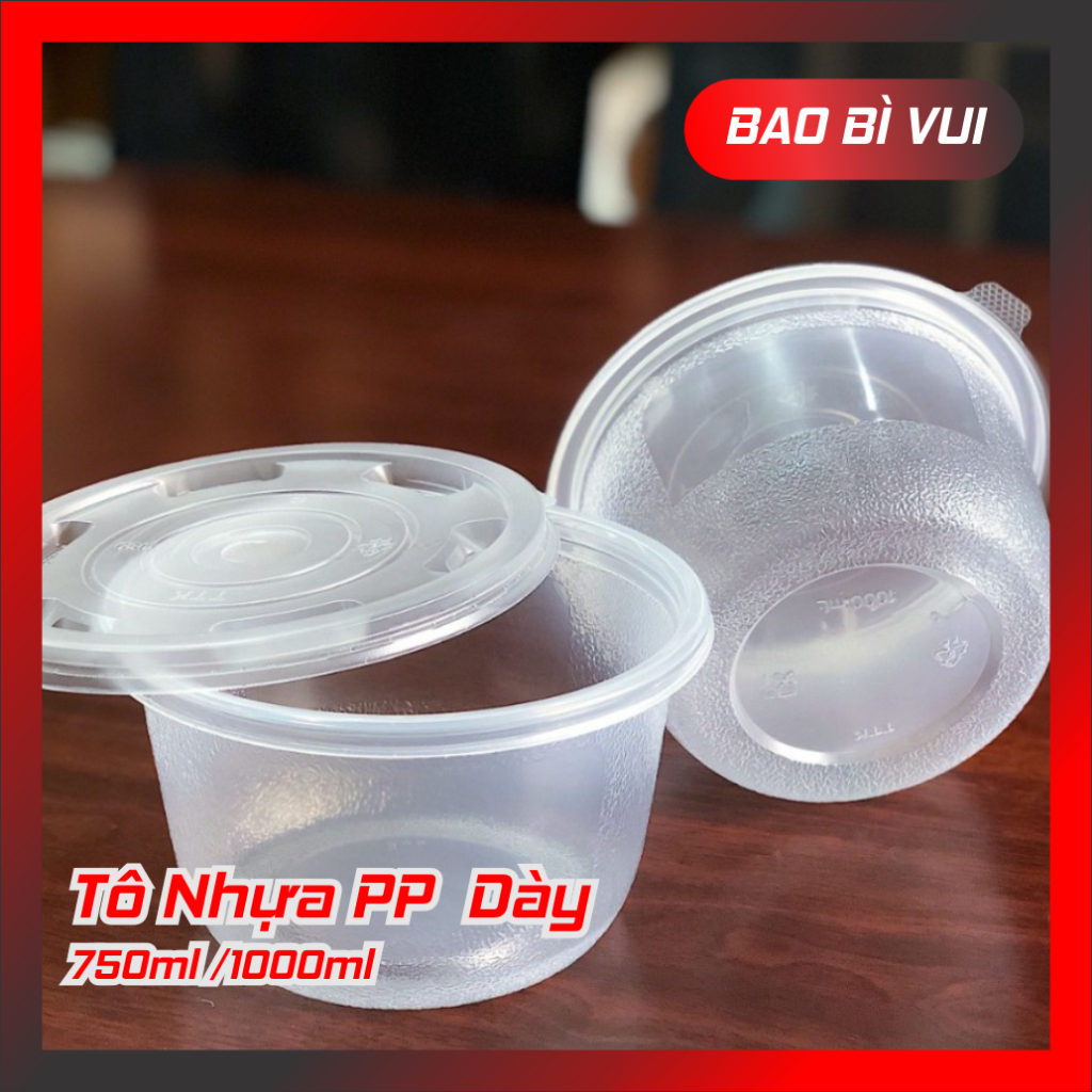 [Lot of 50] ชามพลาสติก PP หนา 1000 มล. พร้อมเนื้อกันลื่น - FUN PACKAGING