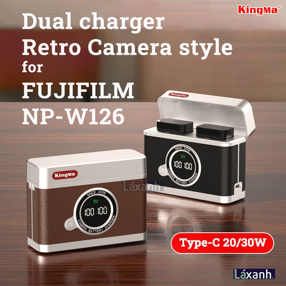 Kingma Fujifilm NP-W126 Retro สไตล์ Dual Charger QC/PD 20W Fast Charging กล้องสําหรับ Fujifilm W126 