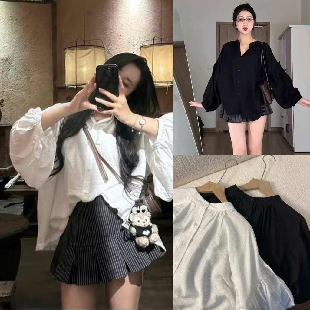 เสื้อเชิ้ตผู้หญิงผ้าฝ้ายนุ่มฟอร์ม WIDE และแขนคอเต่า KENCO shop M3116