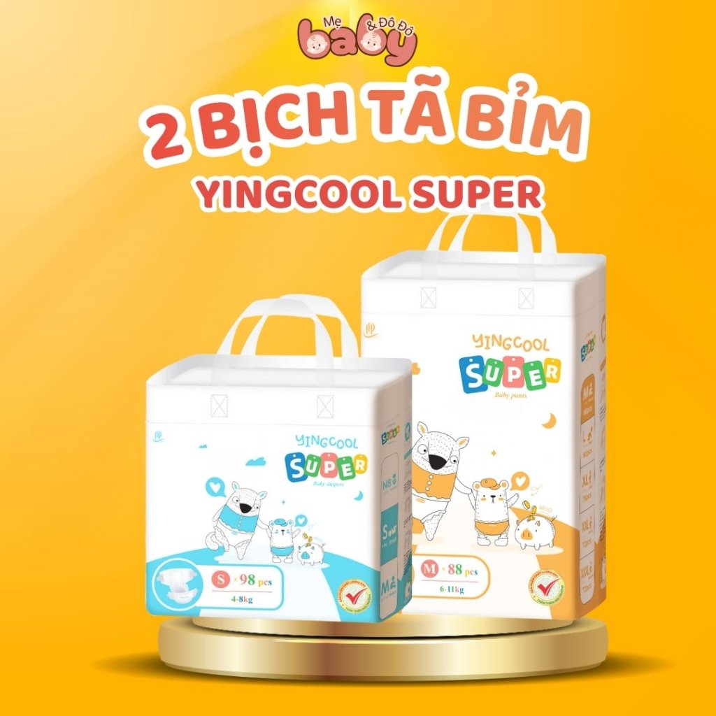 [ ผ้าอ้อมซุปเปอร์ 2 แพ็ค ] ผ้าอ้อม YINGCOOL SUPER ไซส์ NB104/S98/MD92/MQ88/L80/XL76/XXL72