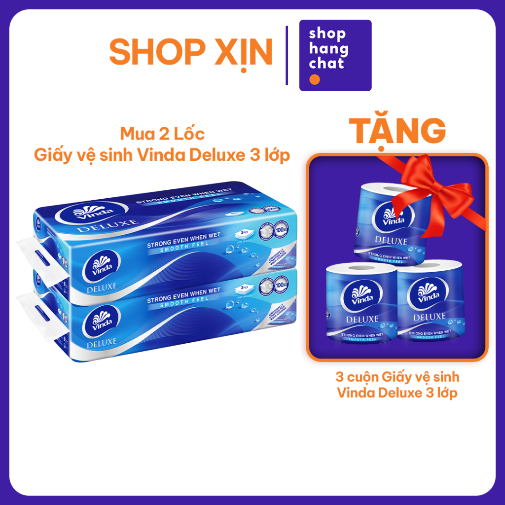 [ซื้อ 2 LOTS OF GVS DELUXE GET 3 ROLLS FREE] Vinda Deluxe กระดาษชําระระดับพรีเมียม 3 ชั้น (8 ม้วน)