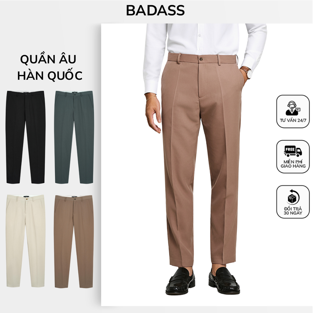 BADASS กางเกงผู้ชาย ผ้าหิมะเชื่อมนุ่มพิเศษ ทรงเข้ารูป ไม่ยับ Polite - QACOL420