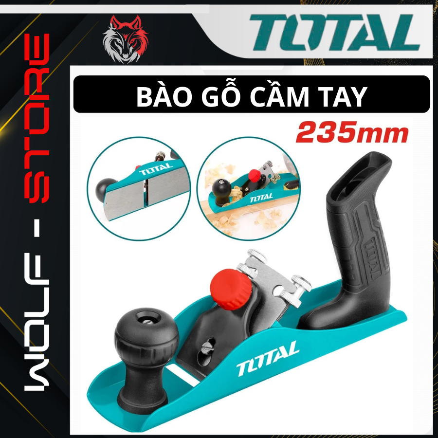 TOTAL Handheld Wood Planer THT9391 Solid Q195 Steel 235mm Planing Surface 44x2mm