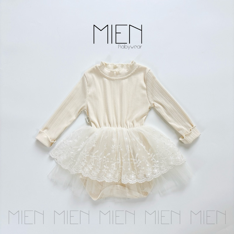 (R95) MIEN ชุดบอดี้สูทแขนยาวลูกไม้สําหรับเด็กทารก