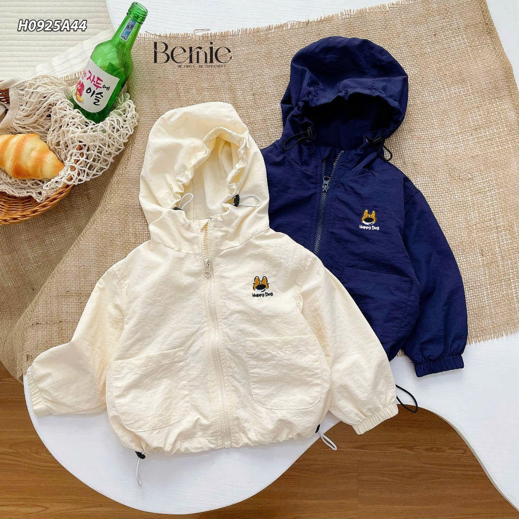 เสื้อกันลมที่นุ่มและน้ําหนักเบาเป็นพิเศษสําหรับเด็กชายและเด็กหญิงปักลาย Happy Bernie Dog - เสื้อแจ็ค