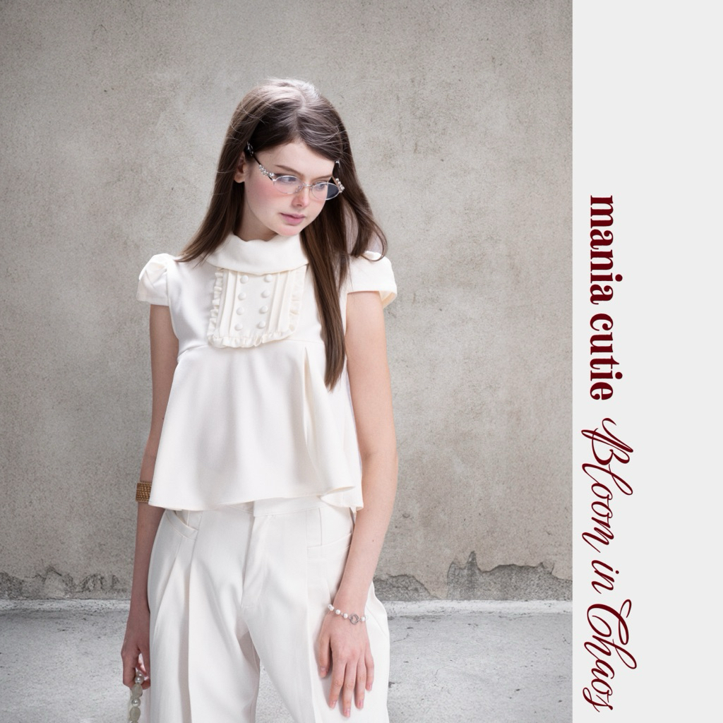 เสื้อเลยา | Mania Cutie เสื้อเชิ้ตสีพื้นคอปก tuxedo ถอดออกได้