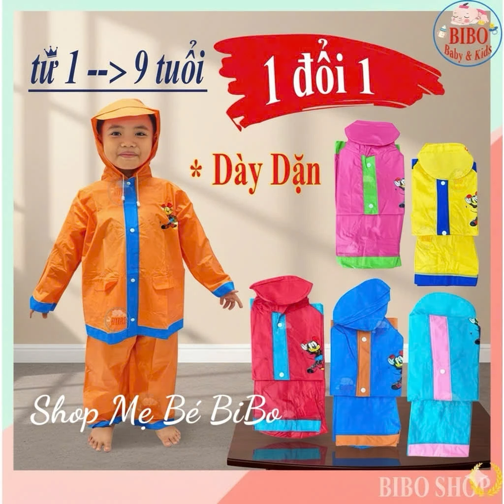 เสื้อกันฝนเด็ก พลาสติกหนา สำหรับเด็ก 1-9 ขวบ