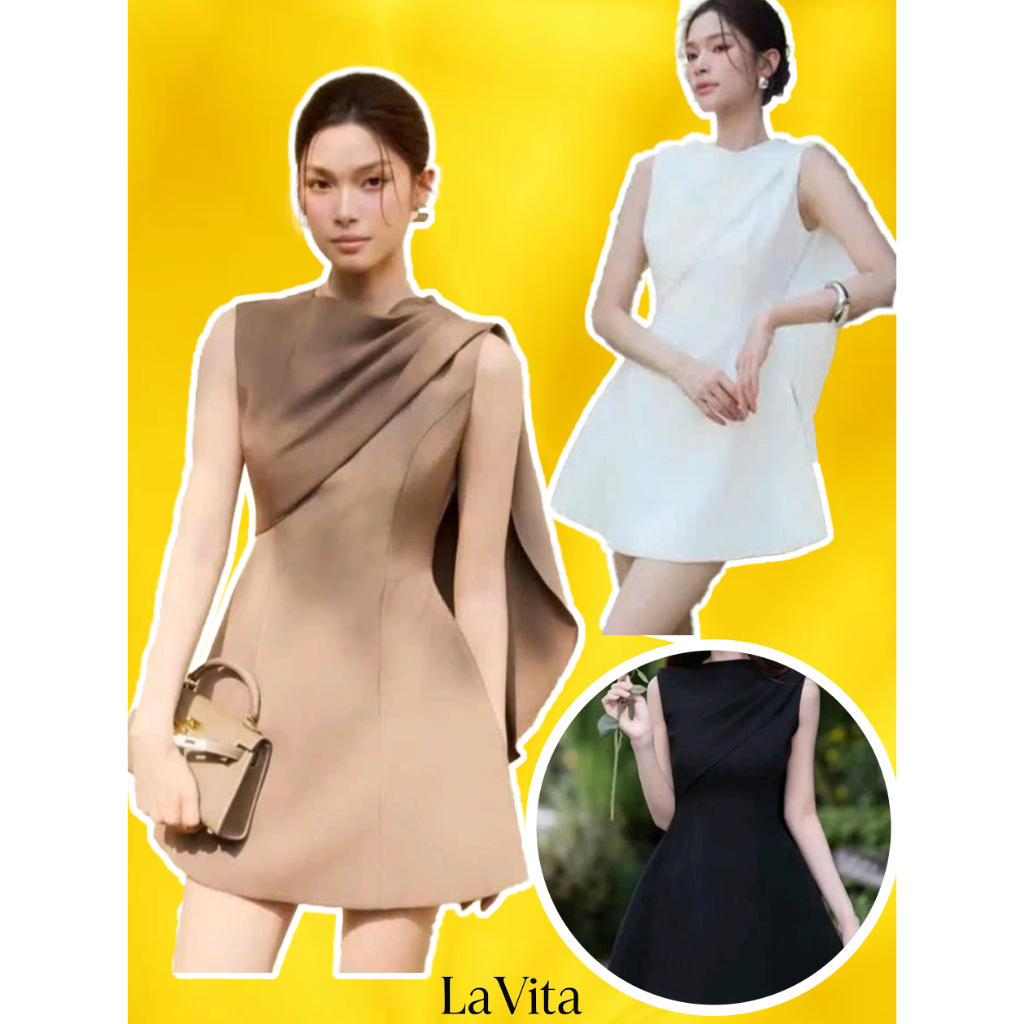 เดรสสั้นคอกลมปาดไหล่แขนกุด 🔥ผ้าฝ้ายจั๊มหยาบ🔥 Bigsize เดรสบานสํานักงานขั้นพื้นฐานสําหรับงานแต่งงาน ARON