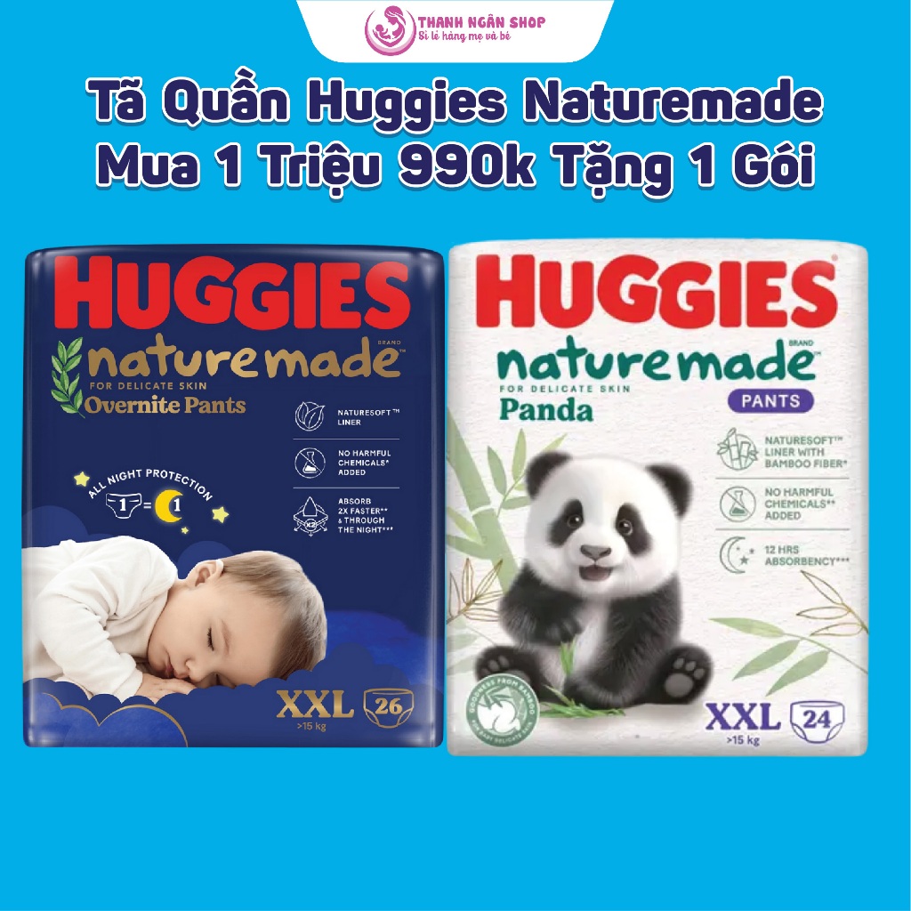ผ้าอ้อม Huggies Nature made Panda XXL24 - ผ้าอ้อมเด็ก Huggies Night XXL26 - Huggies White - - ร้าน T
