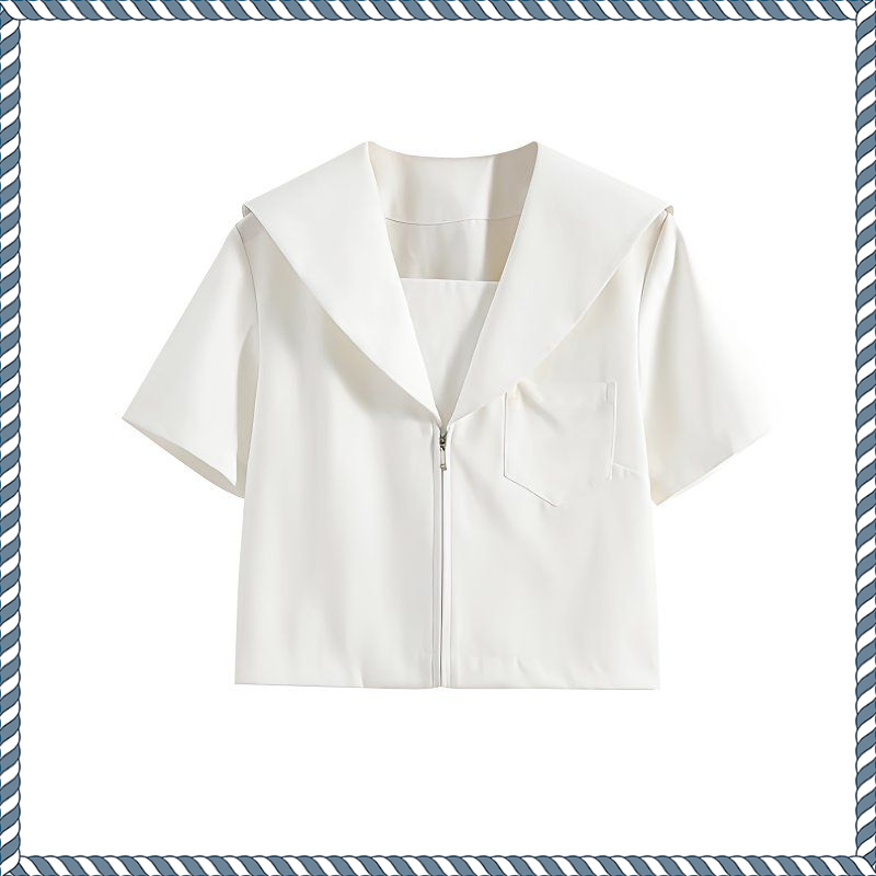 [ของแท้] [Viven Fei] เสื้อเบลาส์ BL เครื่องแบบ Seifuku/JK แขนสั้น/แขนยาว คอปกกะลาสีสีทึบพื้นฐาน