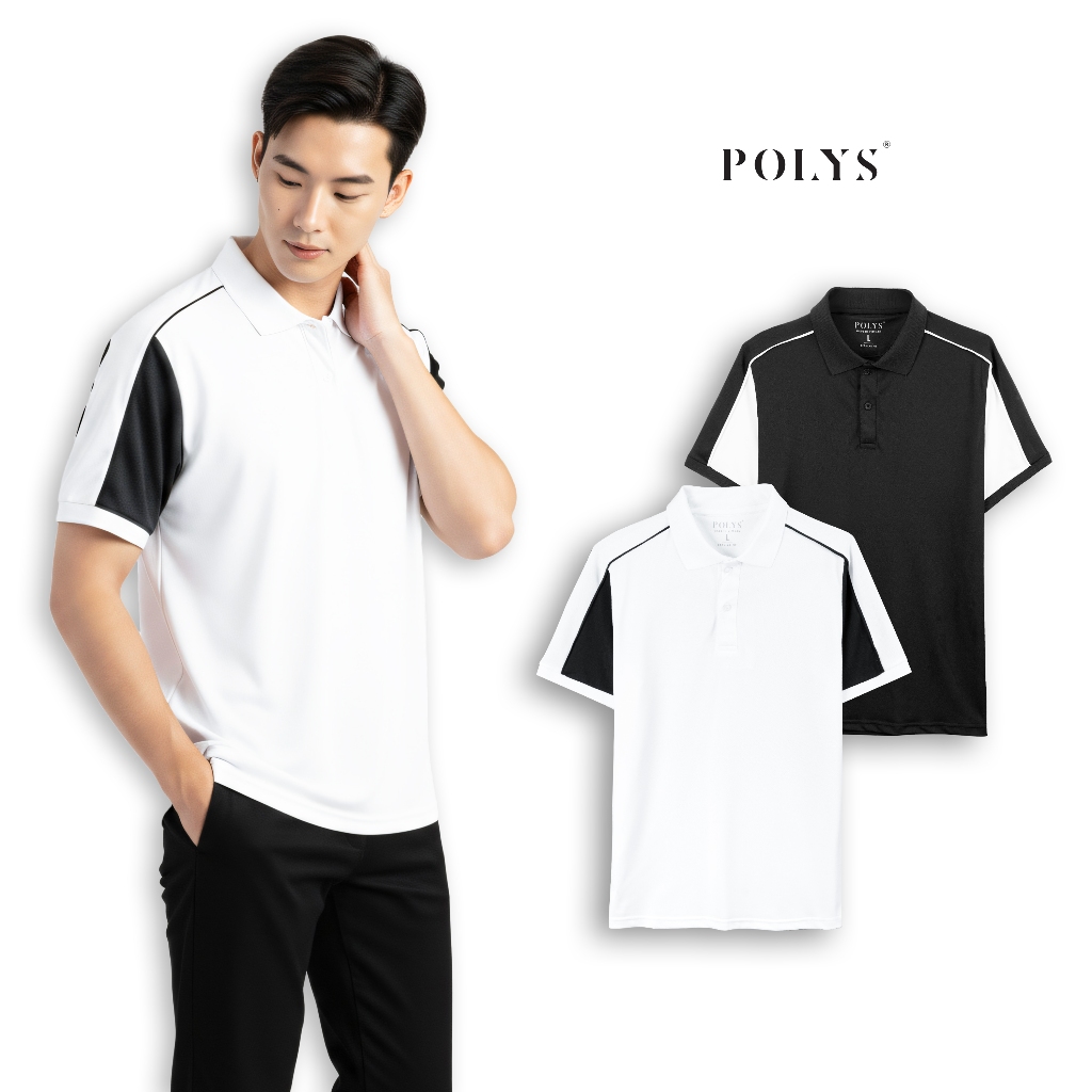 เสื้อโปโลผู้ชาย POLYS ผ้า TC SYNEX 4 ทิศทาง ระบายอากาศได้ดี ซึมซับ เสื้อโปโลแขนสั้นคู่