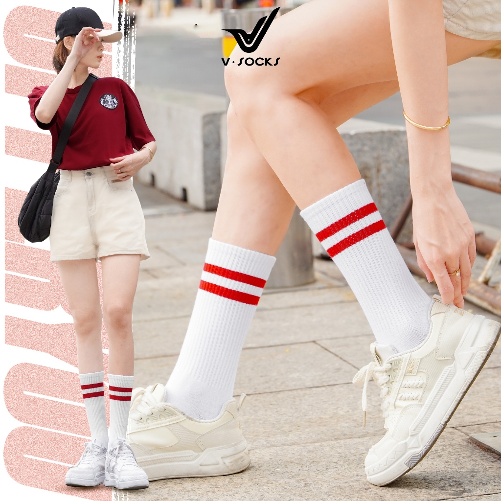 [Combo of 3 คู่] ถุงเท้าผู้ชายและผู้หญิงลายผสมสีคอปกสูง VSOCKS Natural Cotton Soft Breathable Deodor