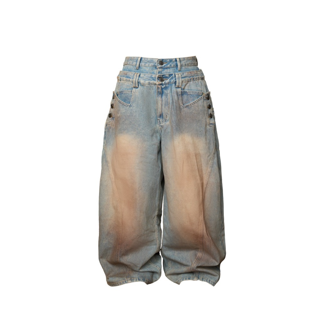 HADES Dune Ruptune Wash Jeans - แบรนด์ HADES ของแท้ - กางเกงยีนส์เอวสูง unisex