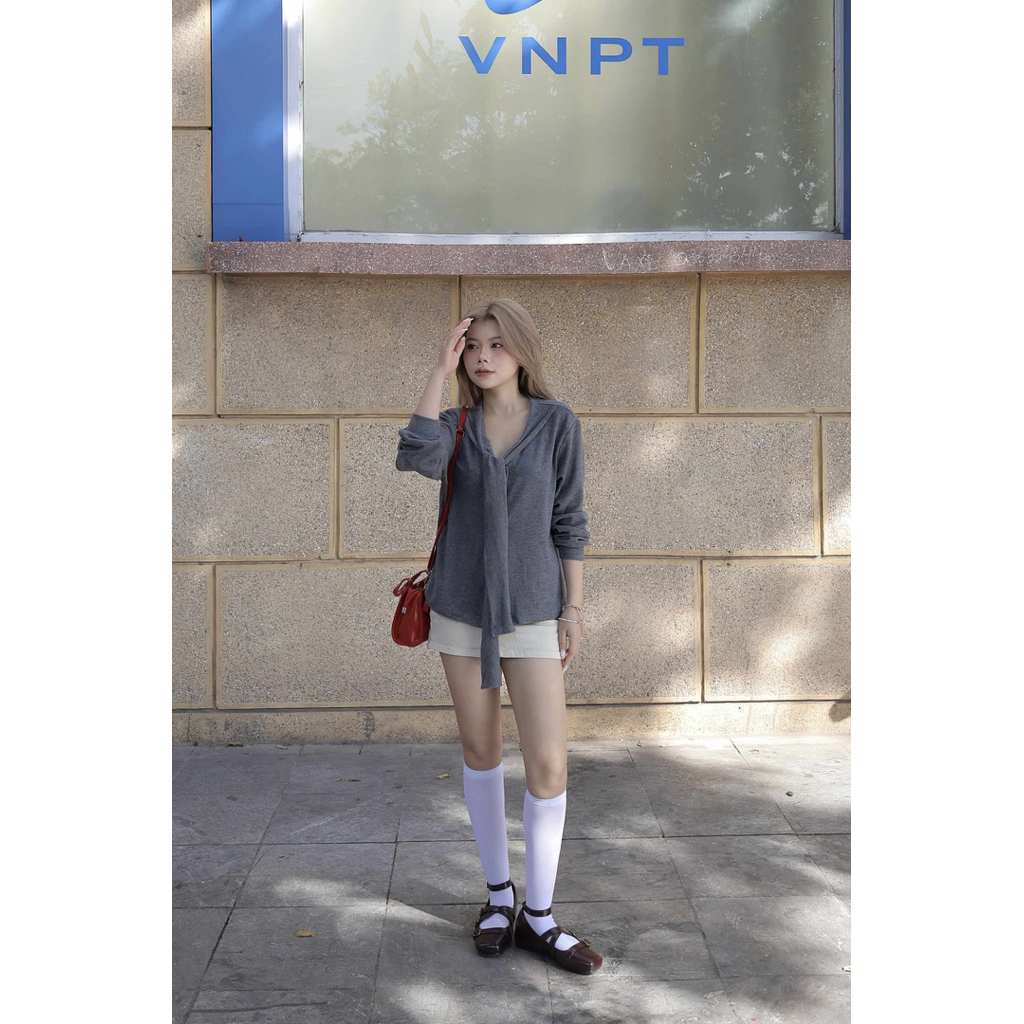 เสื้อคาร์ดิแกนผ้าสักหลาดพร้อมผ้าพันคอ A1793 Nana21 Nanastore21 สตรี