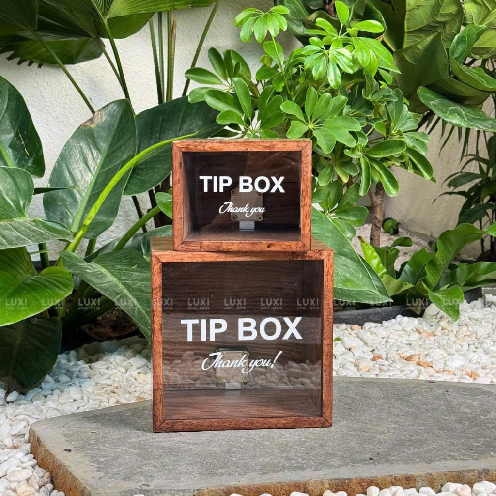 HCM l WOODEN TIP BOX, LUXURY WOODEN TIP MONEY BOX, PRINTED CONTUN AS PHOTO - LUXI DECOR HCM