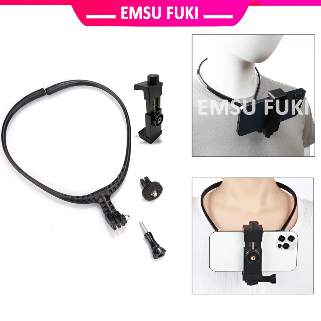 ที่วางโทรศัพท์คอแฮนด์ฟรี - อุปกรณ์เสริมสําหรับบันทึกวิดีโอ, livestream POV GoPro, โทรศัพท์, dash cam
