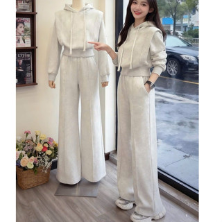 ชุดเสื้อกันหนาวมีฮู้ดกางเกงขาตรงฤดูใบไม้ร่วงแฟชั่นผู้หญิงฤดู…