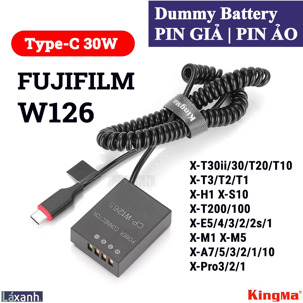 หุ่นจําลอง Type-C Fujifilm W126s W126 | Dummy แบตเตอรี่แบตเตอรี่เสมือน Dummy แบตเตอรี่ DC Coupler FU