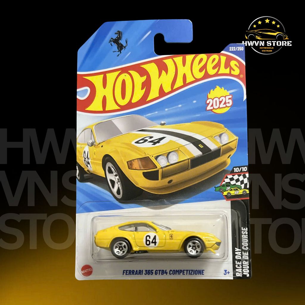Yellow Hotwheels Ferrari 365 GTB4 รถโมเดล Competizione