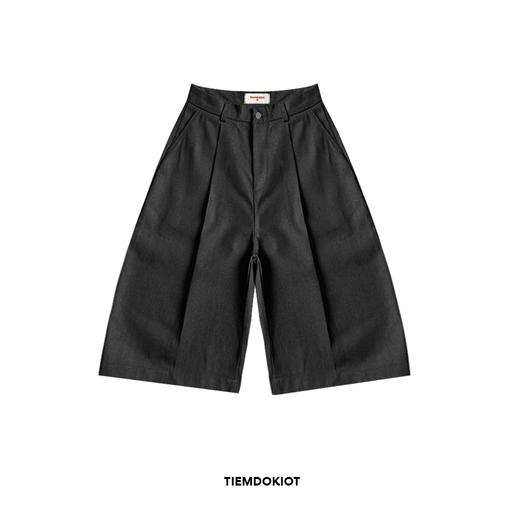 RAWDENIM SHORT WIDE LEG TIEMDOKIOT (สีดํา/ดํา)