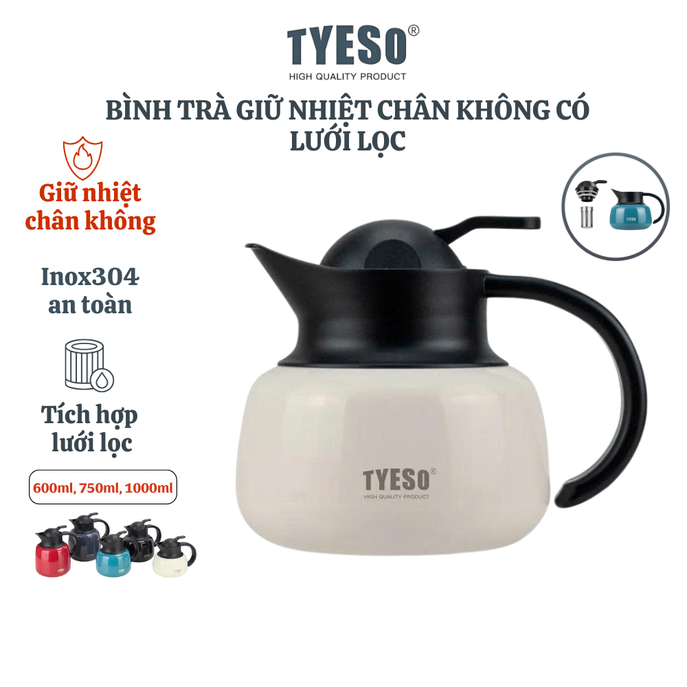 TYESO กาต้มน้ําชา กระติกน้ําร้อน หม้อชา 1000ml พร้อมที่กรองชาแท้ TS-8875 TS-8876 TS-8877