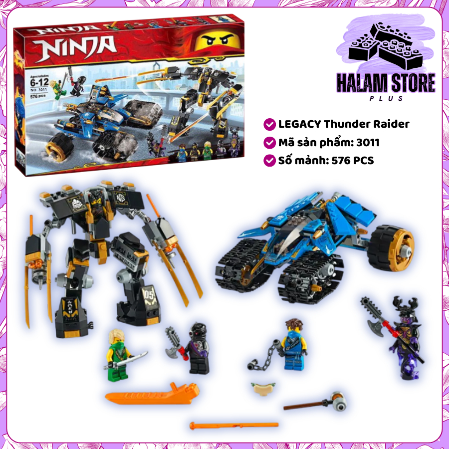[Nice product] Jay Thunder Raiders Ninja Legacy War Chariot ปริศนาของเล่นโมเดลรถรหัส 3011