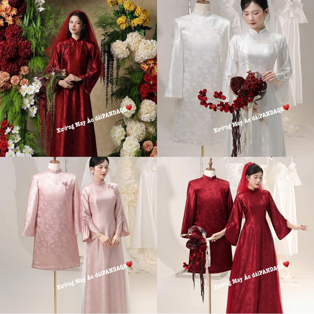 SA (FIRE2h)BIG SIZE Ao Dai M-6XL สําหรับผู้ชายและผู้หญิงผ้าสีขาว CRANE PATTERN, ROSE Brocade สําหรับ