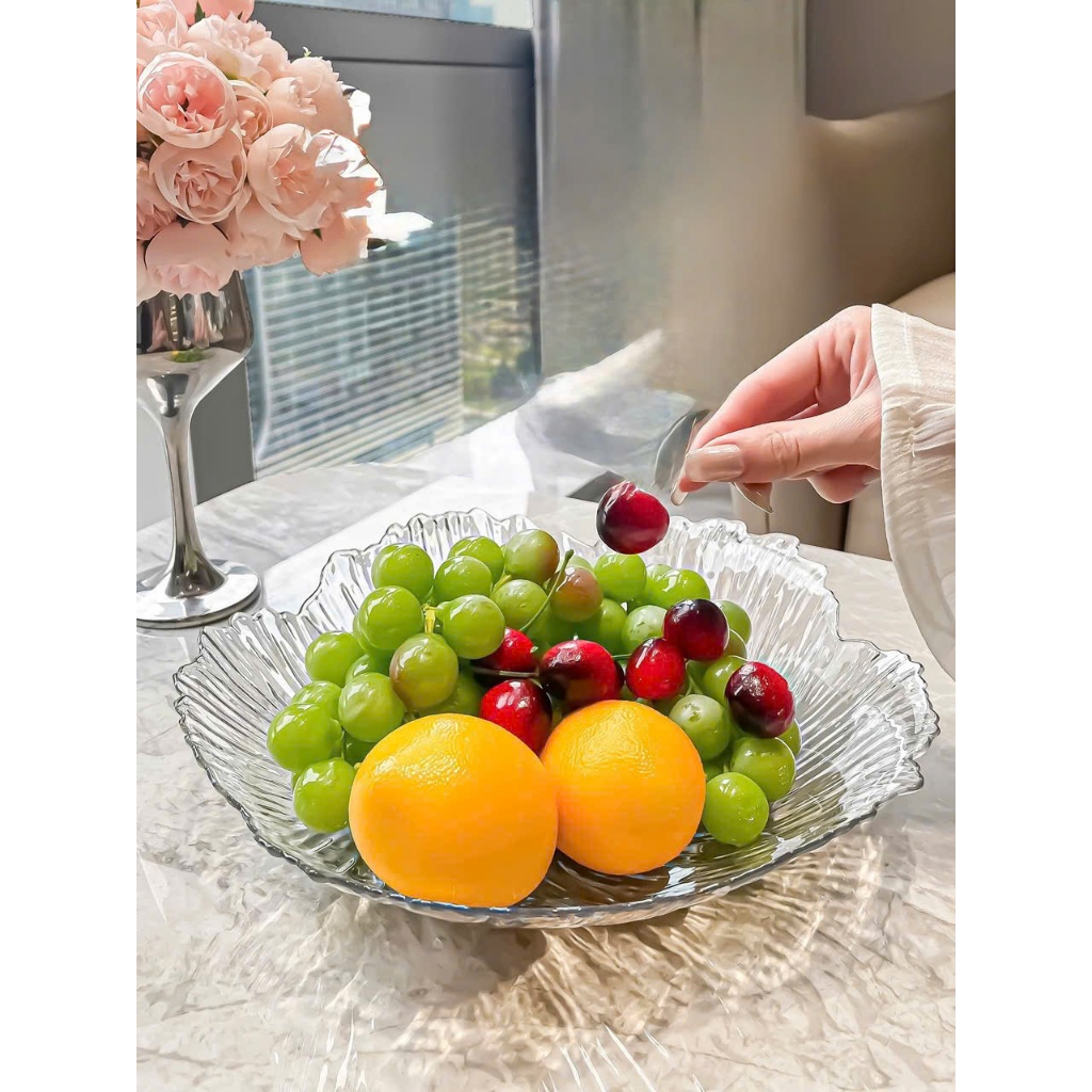 TT388 จานสําหรับผลไม้ ผัก ผลไม้...คุณภาพสูง PP MATERIAL, LUXURY, FLOWER PETAL PATTERN