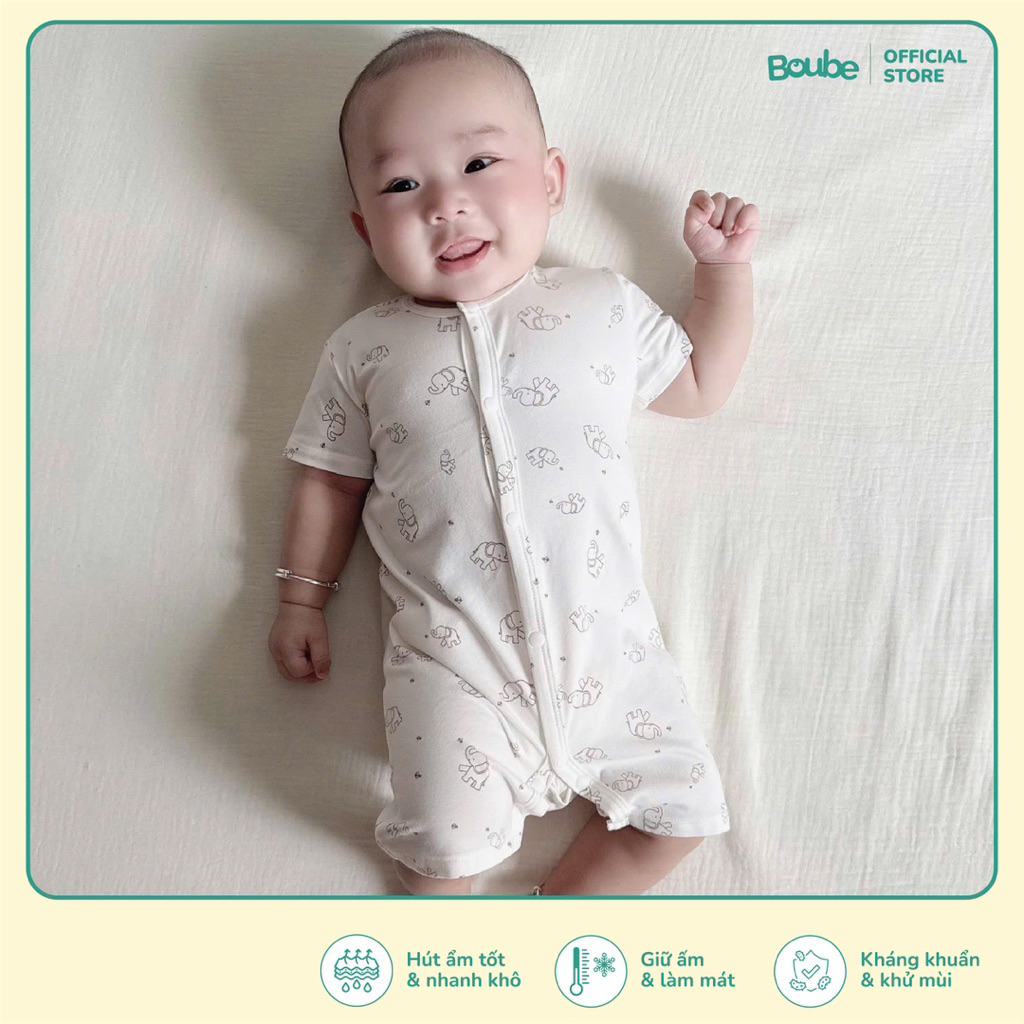 โบube บอดี้สูท บอดี้สูทกระดุมตรงพร้อมมอติฟช้างสําหรับเด็กแรกเกิด เด็กชาย เด็กหญิง ผ้าคอตตอน