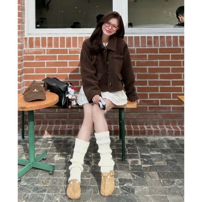 (OLDSCHOOL PHOTO) ขนแกะโทนสีน้ําตาลช็อคโกแลต JACKET เทรนด์มาแรง SHEEP JACKET