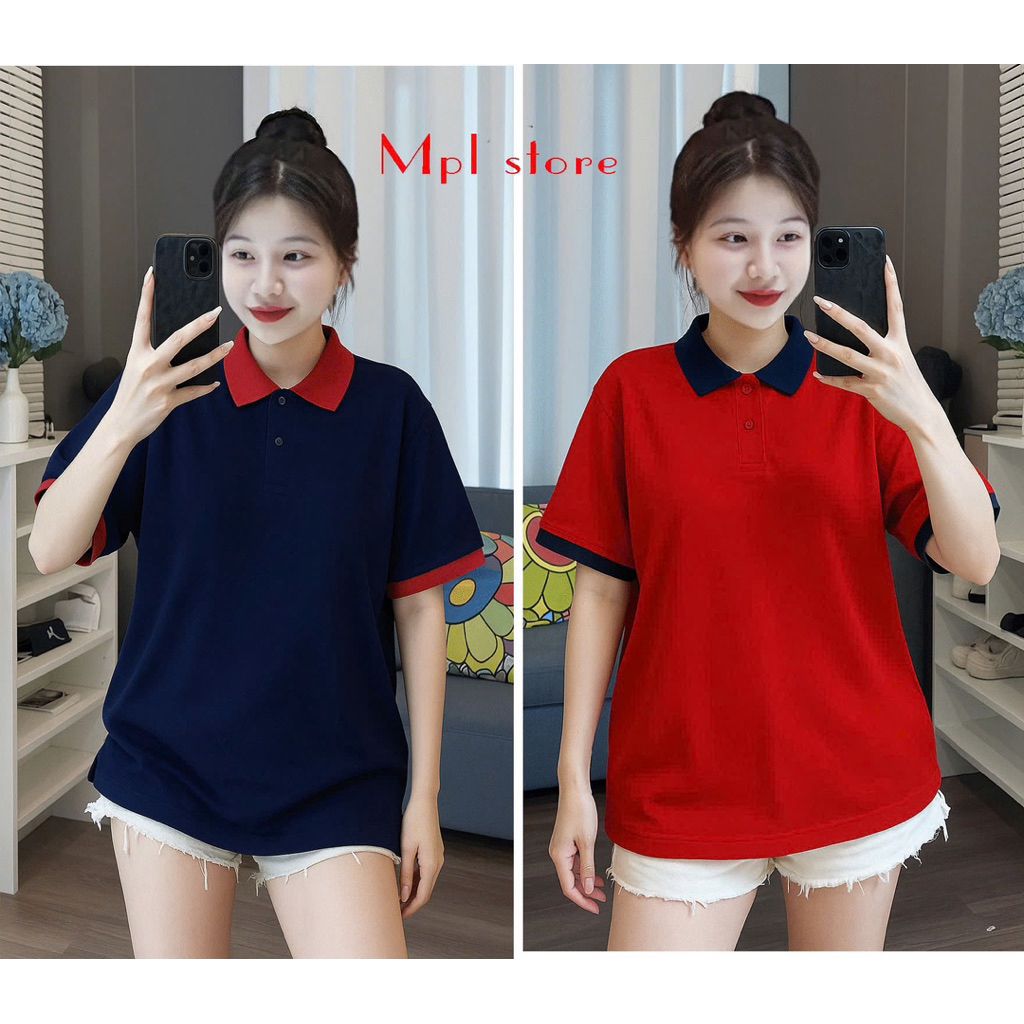 (Excess Cotton Fabric) เสื้อยืดโปโลธรรมดา เสื้อยืดคอปก Turn-down สําหรับผู้ชายและผู้หญิง ไซส์ 35 ถึง