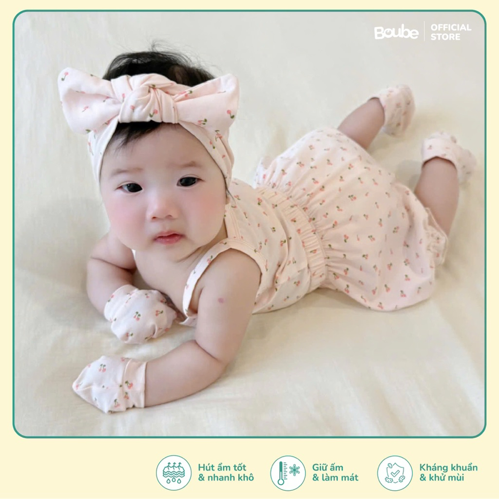 โบube ชุดเสื้อกล้ามกางเกงระบายลายเด็กผู้หญิง ผ้าคอตตอนธรรมชาติสุดเท่ - ขนาด 0 ถึง 12 เดือน