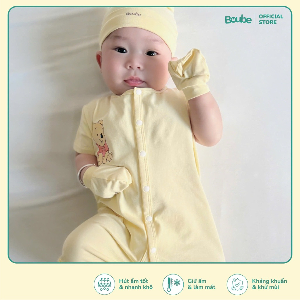 ชุดบอดี้สูทปุ่มตรงสีเหลืองสําหรับเด็กทารกทารกแรกเกิด เด็กผู้ชาย เด็กผู้หญิง โบube ผ้าคอตตอน