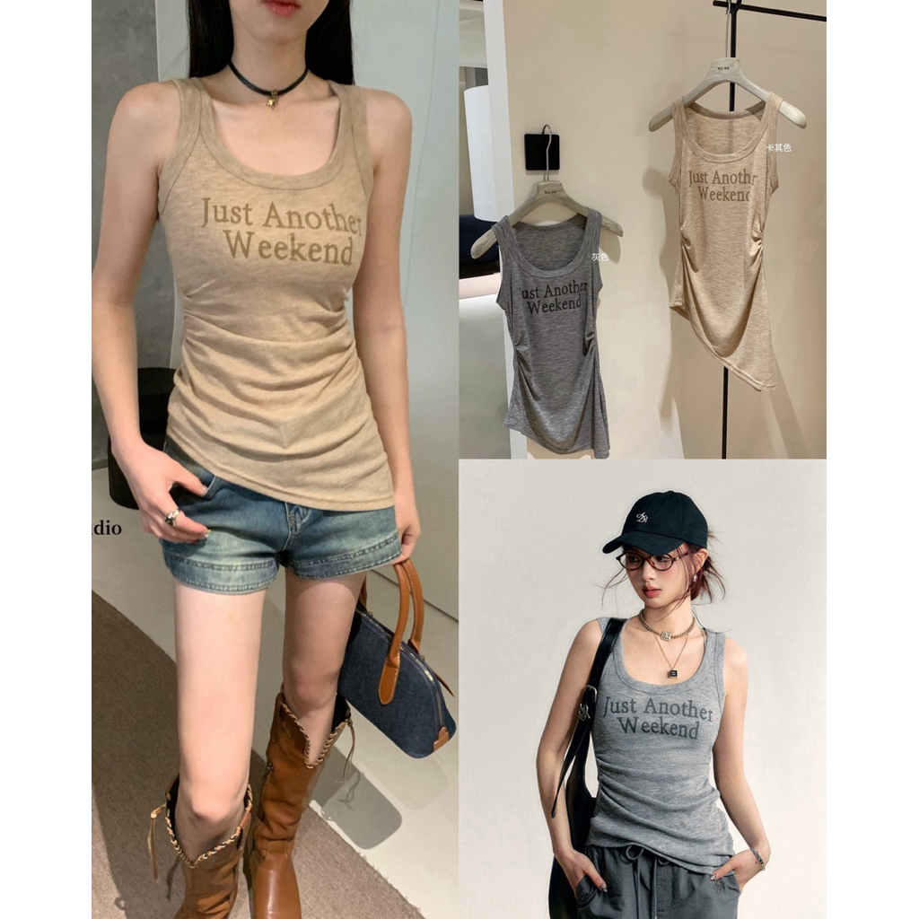 WOMENS TANKTOP WITH LETTERED SLEEVES - [XinYi-Clothing]