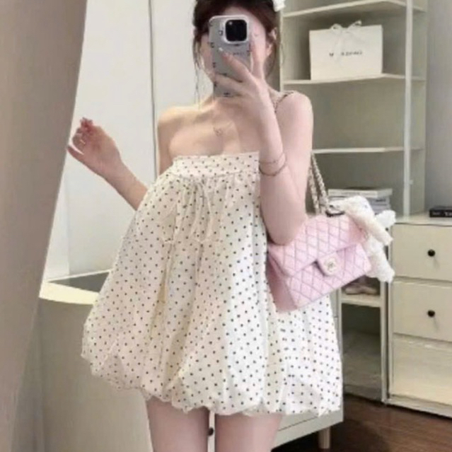 เสื้อ 2-String Flared Babydoll Loose Form, เสื้อเชิ้ต เบบี้ดอลล์ ผู้หญิงสไตล์เกาหลีสําหรับไปเที่ยวทะเลCR