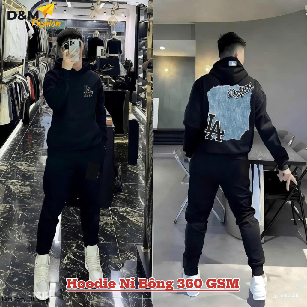 [รายการประเภท 1] LA Dodgers Hoodie, Unisex, ผ้าสักหลาดผ้าฝ้าย 360gsm, Washable No Ruffles, หมวก 2 ชั