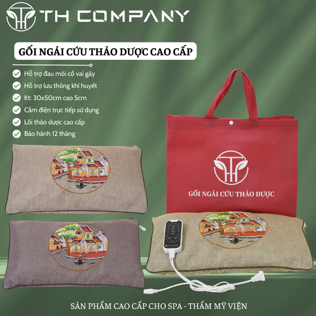 TH COMPANY Oriental Herbal Mugwort Pillow Herbal Mugwort หมอนทําความร้อนไฟฟ้า ช่วยลดความเครียดและนอน
