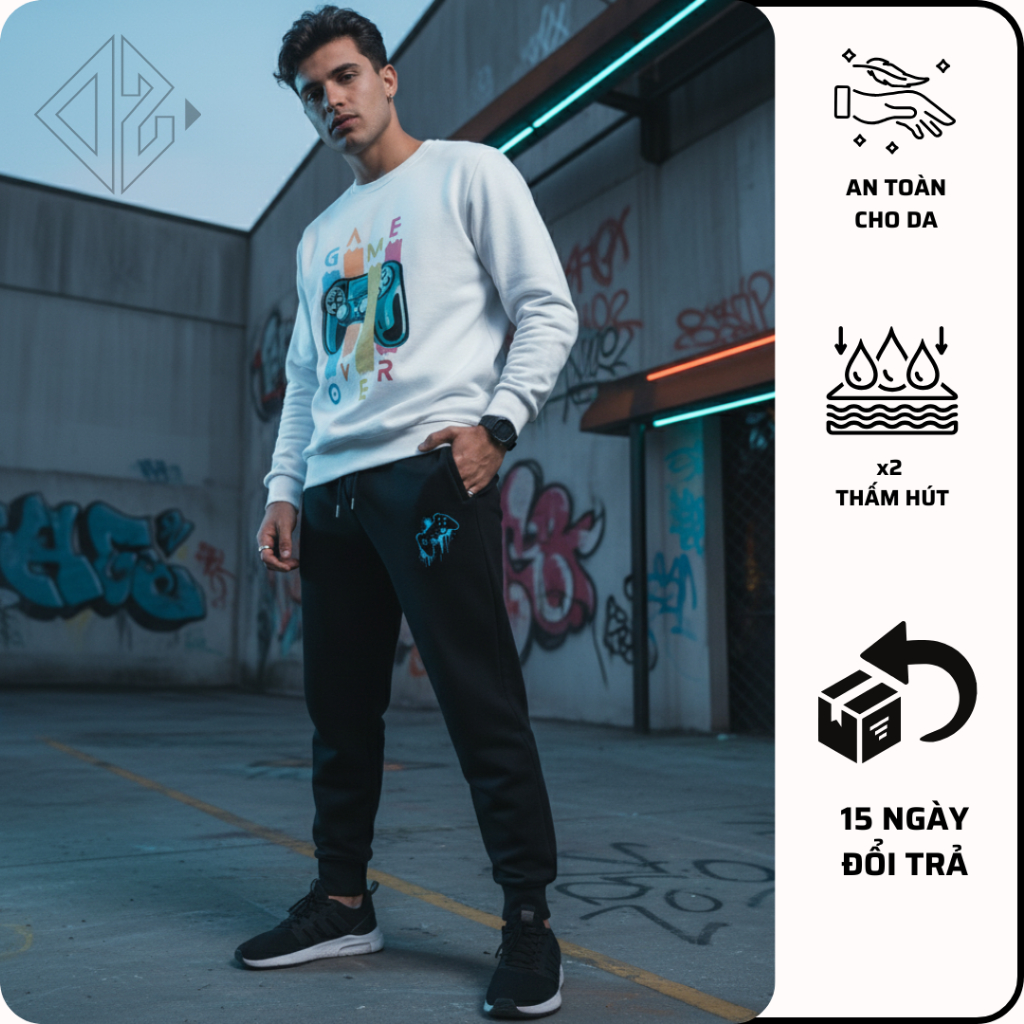 BC Cotton Game Over ชุดขนแกะผู้ชาย, ผ้าฝ้ายธรรมชาติ 100%, ปลอดภัยสําหรับผิว, x2 ดูดซับ, x2 ให้อบอุ่น