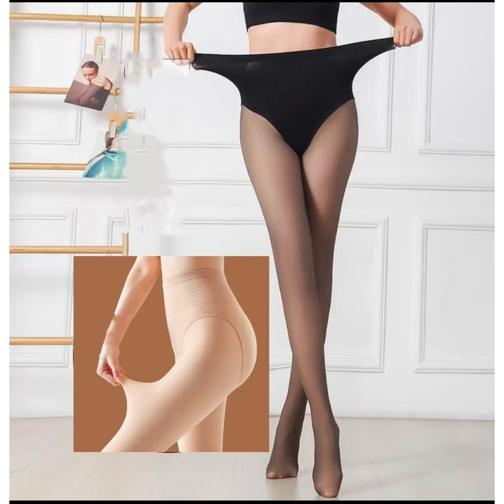 ถุงน่องสักหลาด 3D 1 ชั้น 3in1 พร้อมรัดตัวหน้าท้องแบบบูรณาการ, ยกก้น, ขาจริง, คอนซีลเลอร์