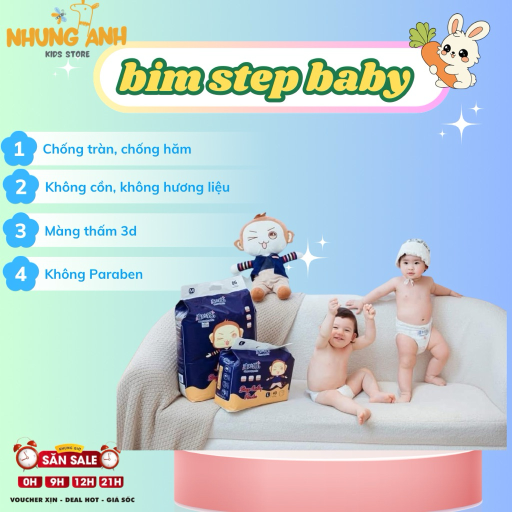 Step ผ้าอ้อมเด็ก/ผ้าอ้อม ไซส์ Sd/Md86/M86/L80/XL74/XXL68/XXXL6