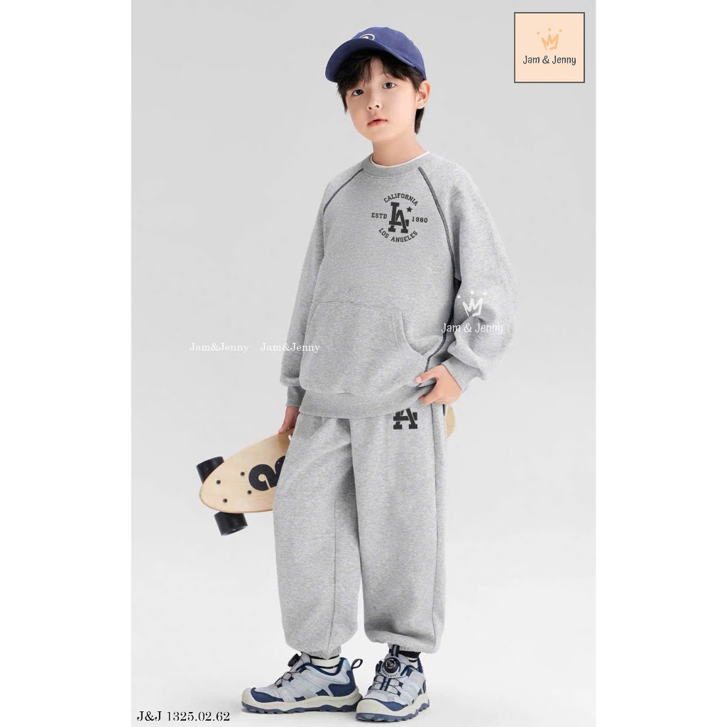 BD2571 BT J&J ชุดสักหลาดหนังปลา ปักตัวอักษร LA 2 สี