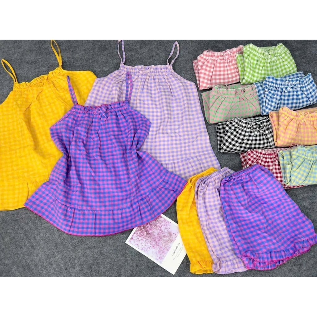 ชุดนอนกางเกงขาสั้นพร้อมเสื้อกล้าม Ruffles พร้อม Ruffles 40 กก. ถึง 55กก.