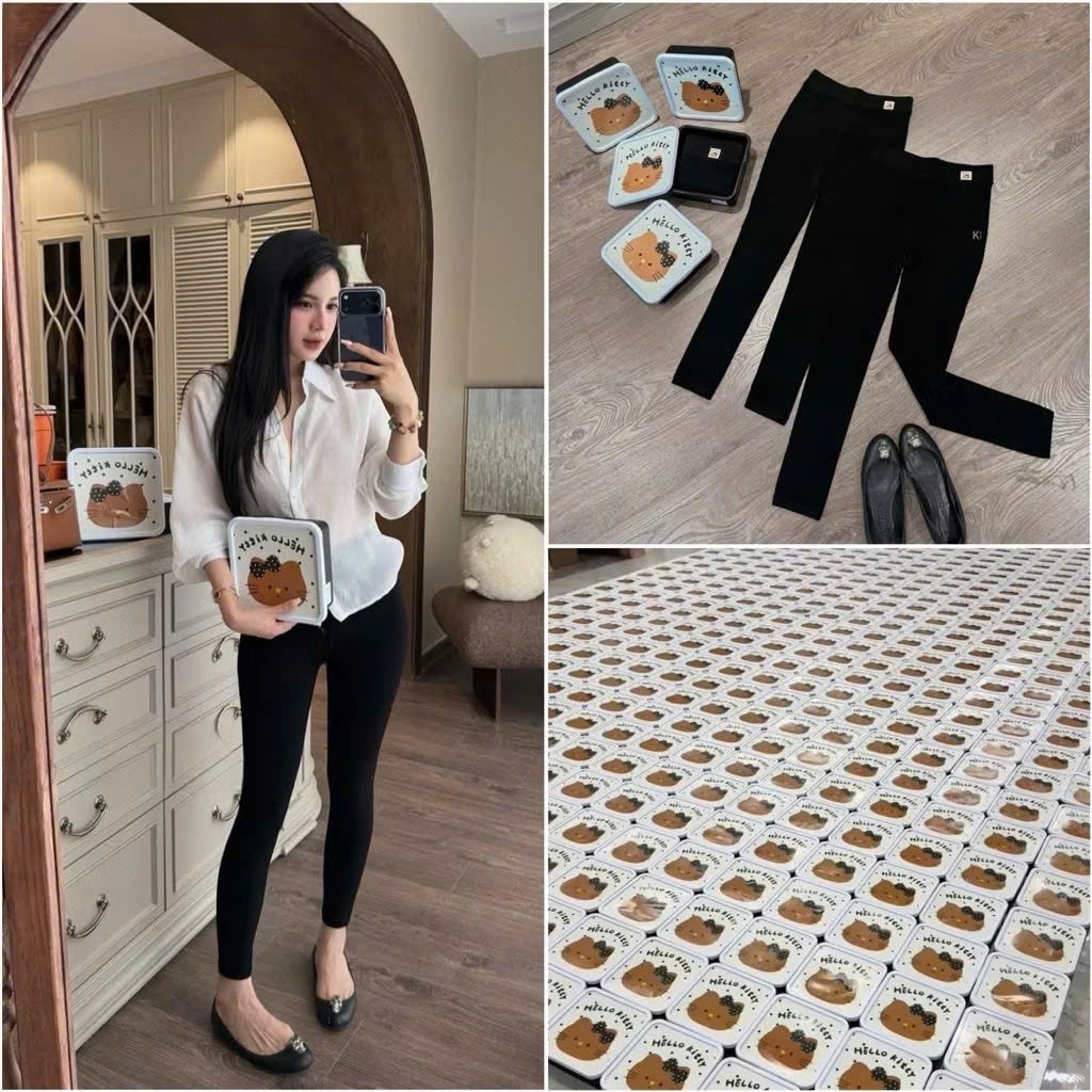 [SUPER PRODUCT 2026] กางเกงเลกกิ้ง Miu กล่องทอง - BLACK BOX HLO KITY เสริมก้นยืด 4 ทิศทาง 096