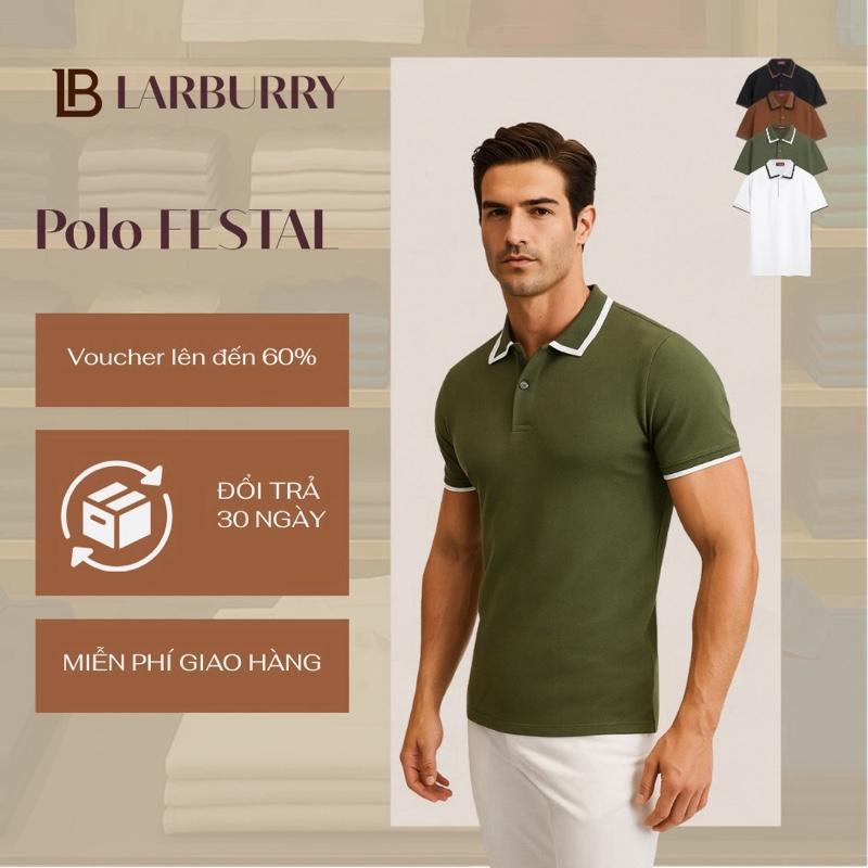 FESTAL LARBURST เสื้อโปโลผู้ชายคอปกและคอปกผ้า CVC Dimond สไตล์โมเดิร์น