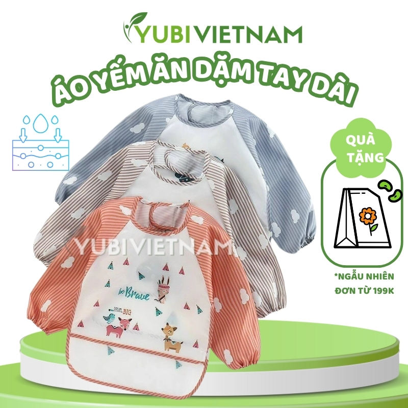 BLW ผ้ากันเปื้อนแขนยาวหย่านมพร้อมอาหารล้ม Trough กันน้ําคุณภาพสูงสําหรับทารก YUBIVIETNAM