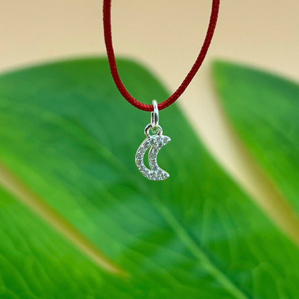 S925 Silver small stone moon hanger - 925 Silver Charm - รหัส CB1815